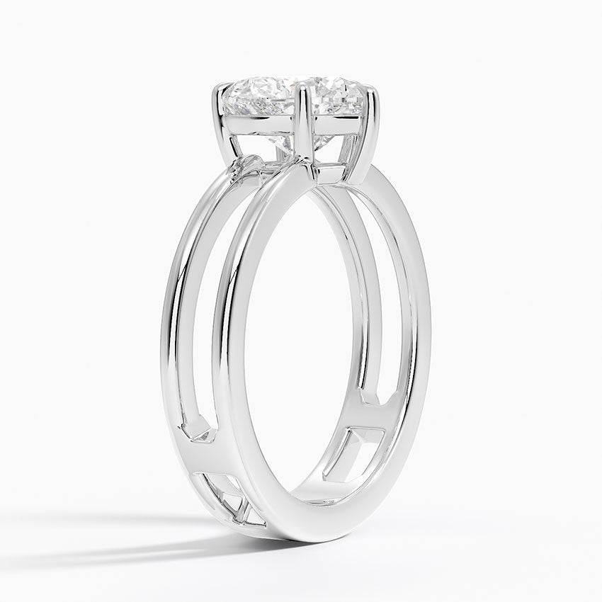 Heart Cut Diamond Double Band Solitaire Ring - Prime & Pure