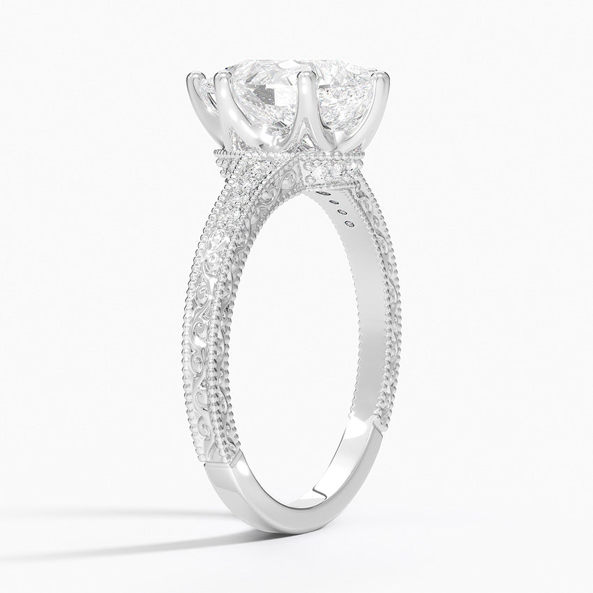 Classy Engraved Diamond Ring Pear Top - Prime & Pure