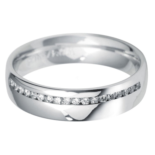 Channel half Set Round cut Diamond Band Ring - Prime & Pure