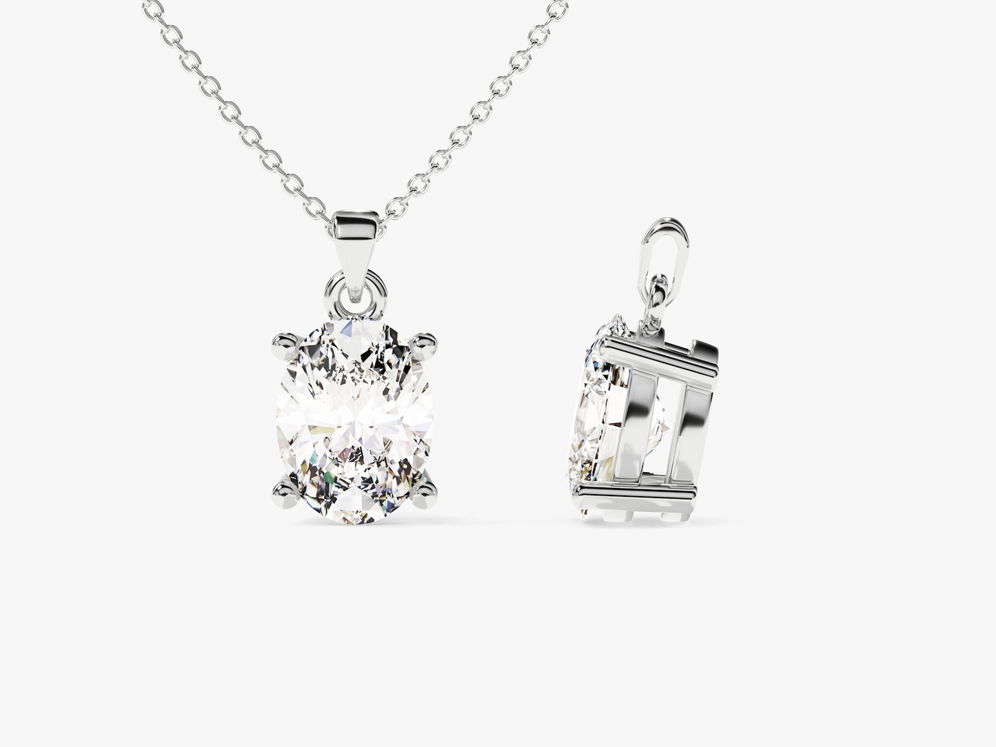 Oval cut Diamond Solitaire Pendant - Prime & Pure
