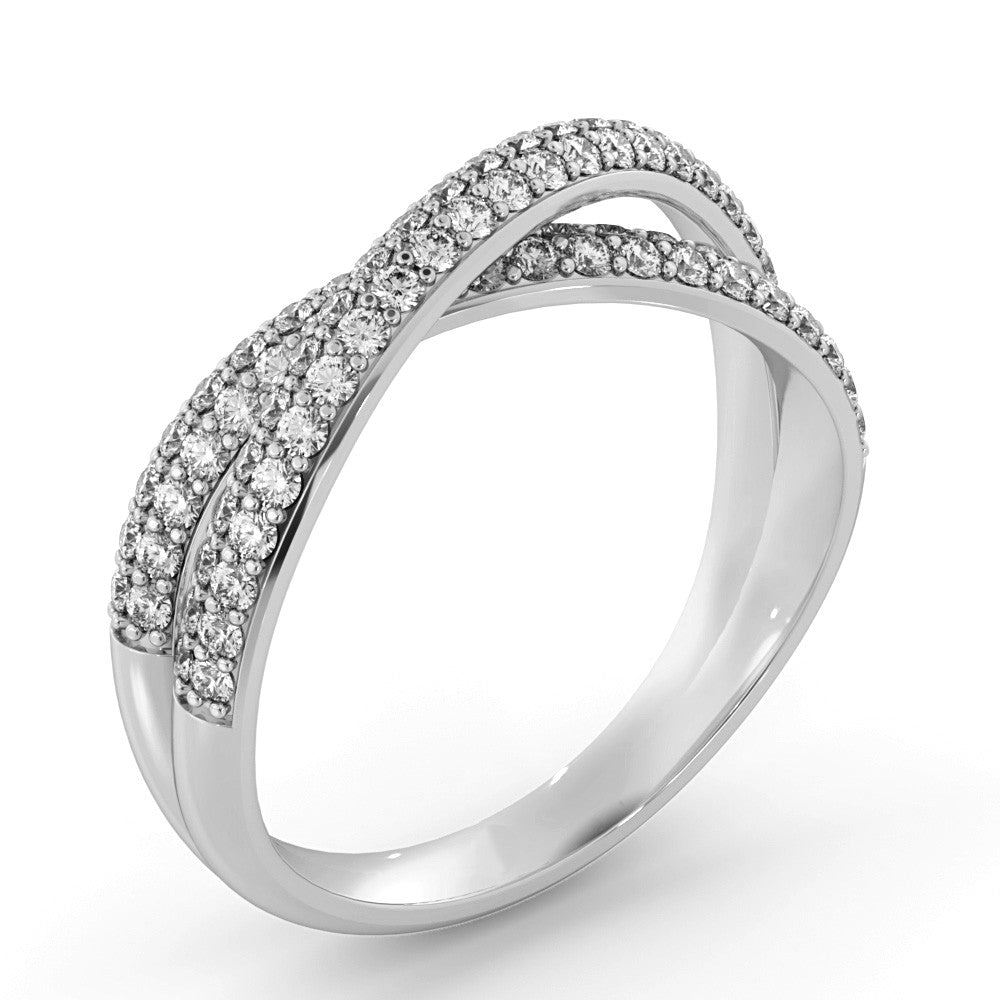 Double wide Crossover Round cut Diamond Eternity Ring - Prime & Pure