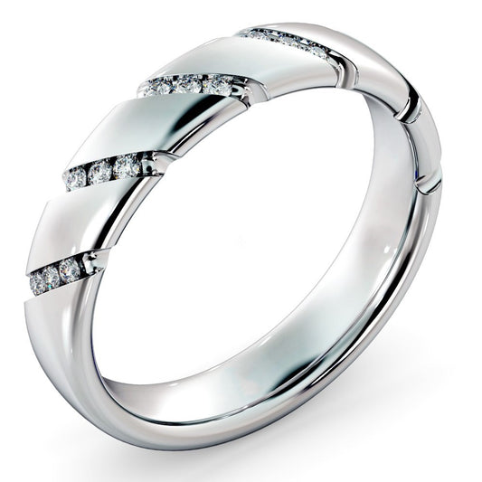 Diagonal set Round cut Diamond Wedding Band - Prime & Pure
