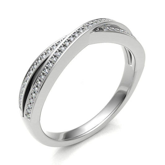 Double Cross Over Diamond Wedding Band - Prime & Pure