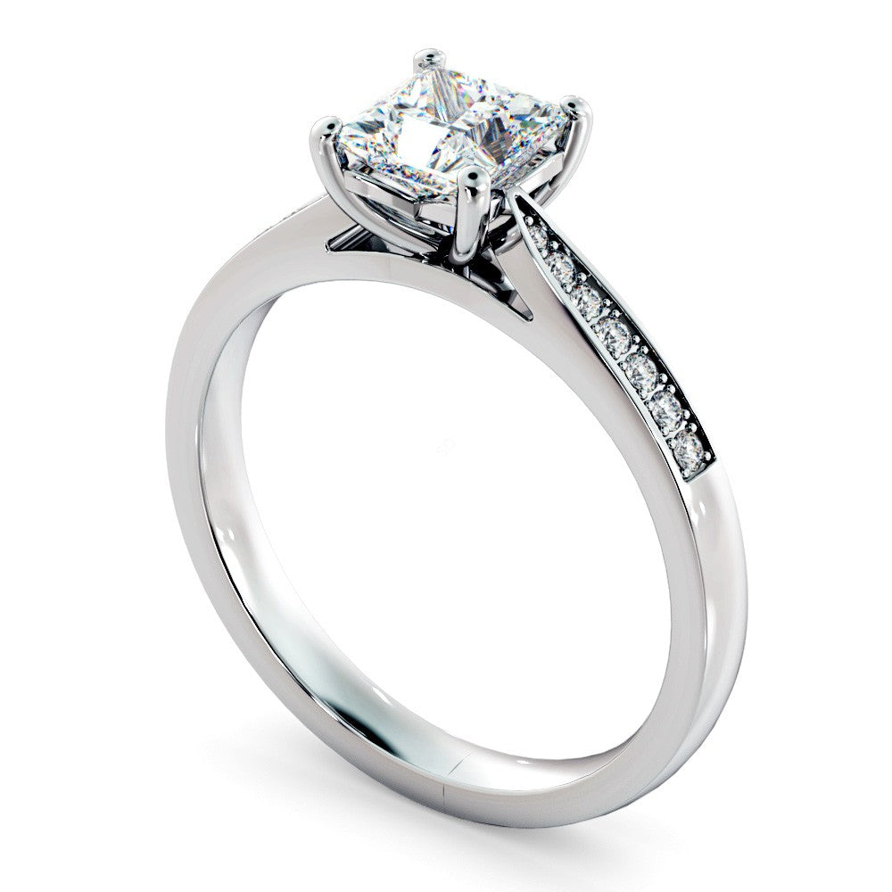 Princess Cut Diamond Pave Bands Ring St2 - Prime & Pure