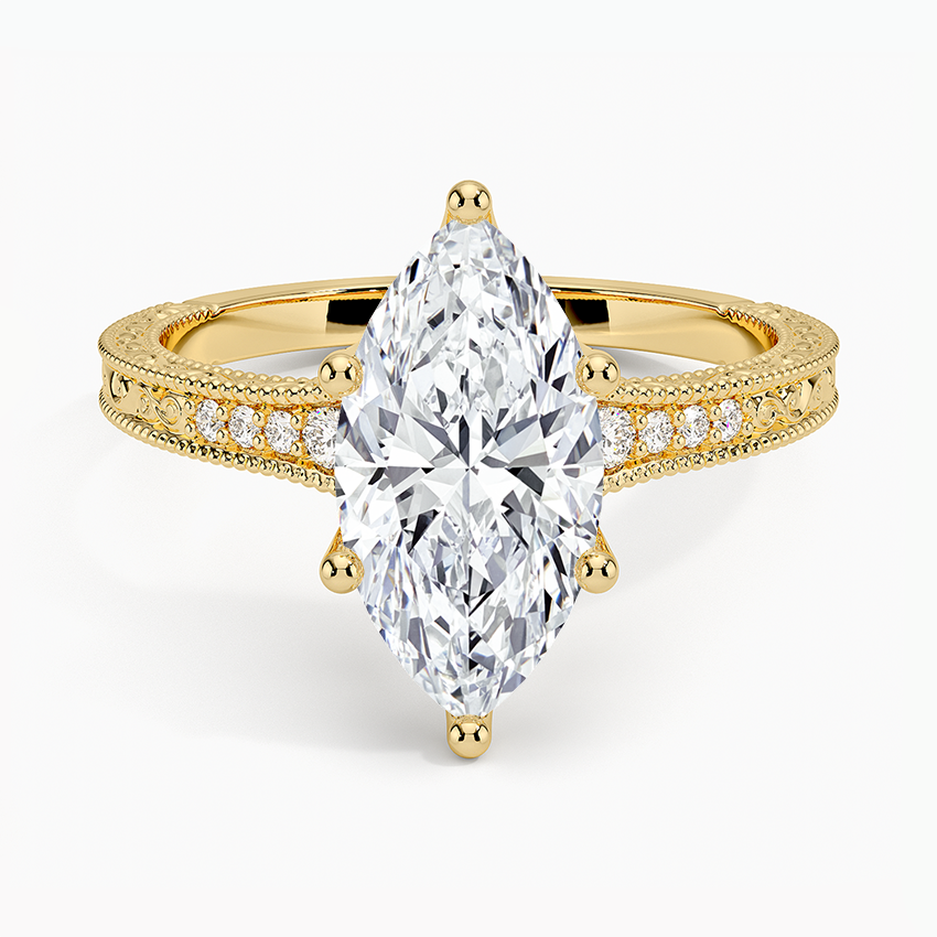 Classy Engraved Diamond Ring Marquise Top - Prime & Pure