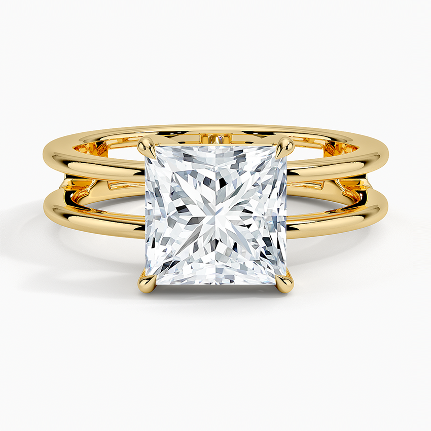 Princess Cut Diamond Double Band Solitaire Ring - Prime & Pure