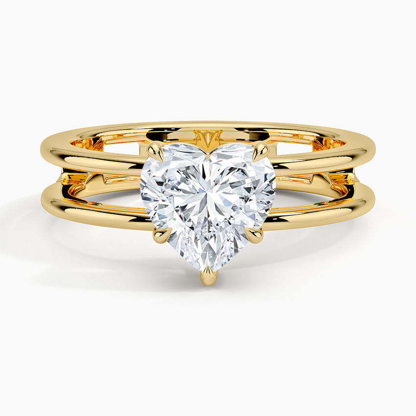 Heart Cut Diamond Double Band Solitaire Ring - Prime & Pure