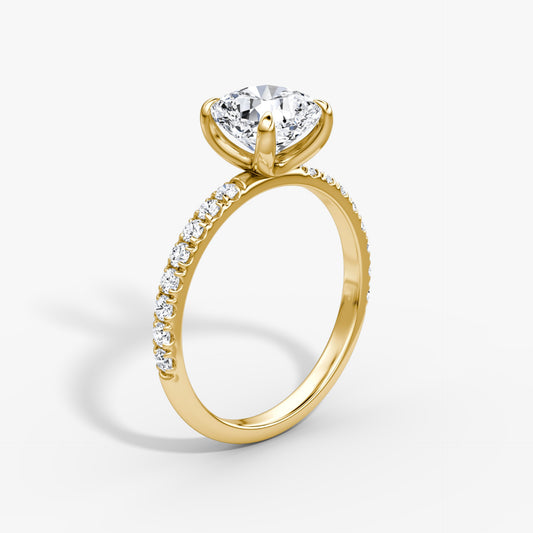 Cushion Cut Diamond Pave Band Ring - Prime & Pure