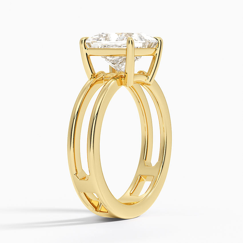 Princess Cut Diamond Double Band Solitaire Ring - Prime & Pure
