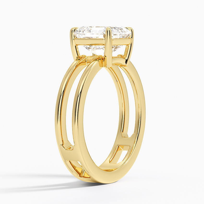 Asscher Cut Diamond Double Band Solitaire Ring - Prime & Pure