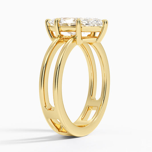 Marquise Cut Diamond Double Band Solitaire Ring - Prime & Pure