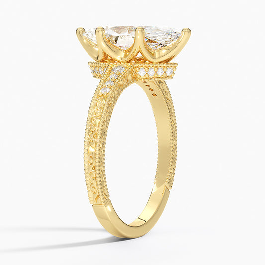 Classy Engraved Diamond Ring Marquise Top - Prime & Pure