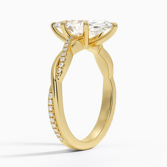Marquise Cut Diamond Twisted Pave Band Ring - Prime & Pure