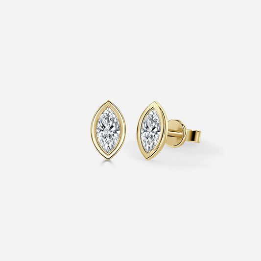 Bezel Set Marquise Diamond Stud Earrings - Prime & Pure