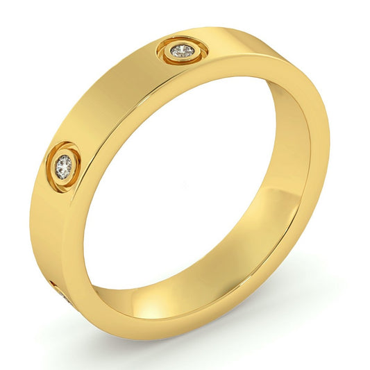 Rub-Over Round cut Diamond set Wedding Band - Prime & Pure