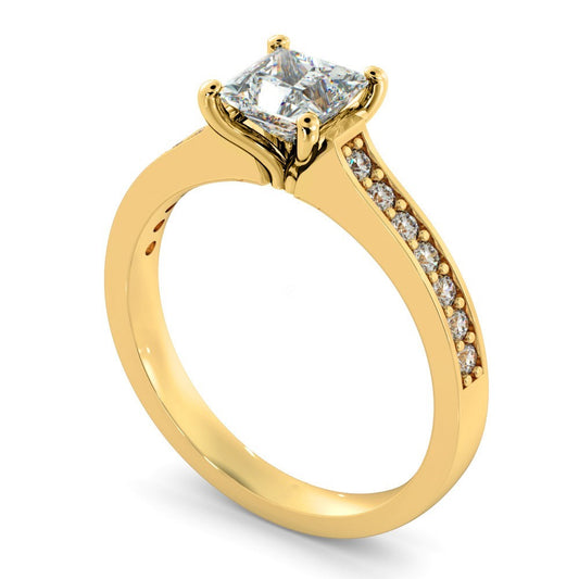 Princess Cut Diamond Pave Bands Ring St5 - Prime & Pure