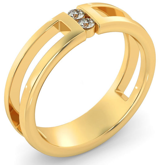 Twin Round cut Diamond set Wedding Ring with Cut out Shoulders - Prime & Pure