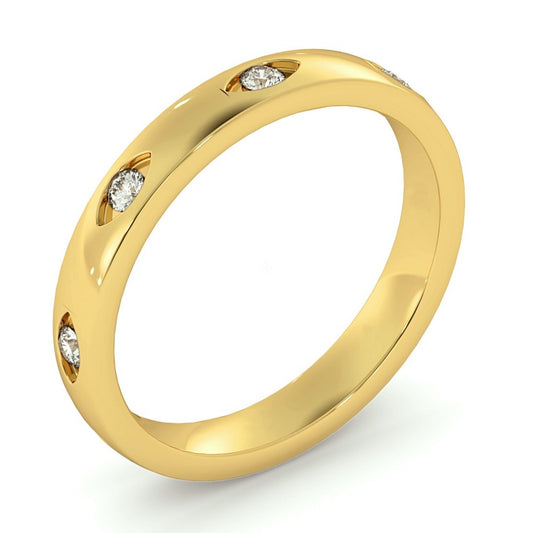 Eye Flushed Round cut Diamond set Wedding Band - Prime & Pure