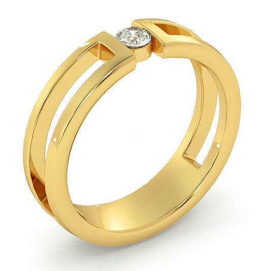 Round cut Diamond set Wedding Ring with Cut out Sides - Prime & Pure