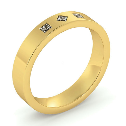 Triple Princess cut Flush Diamond set Wedding Band - Prime & Pure