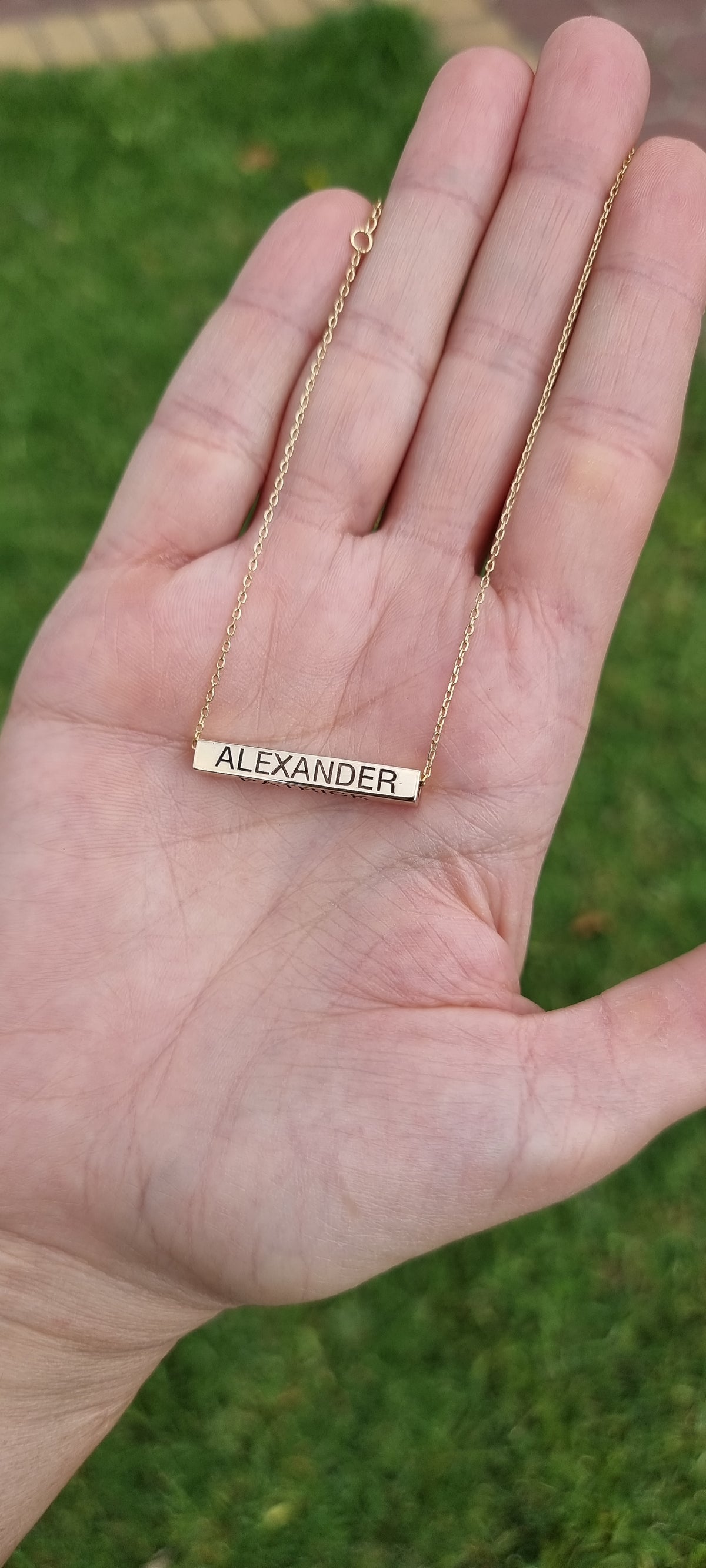Horizontal 4 Sided Bar Gold Necklace - Prime & Pure