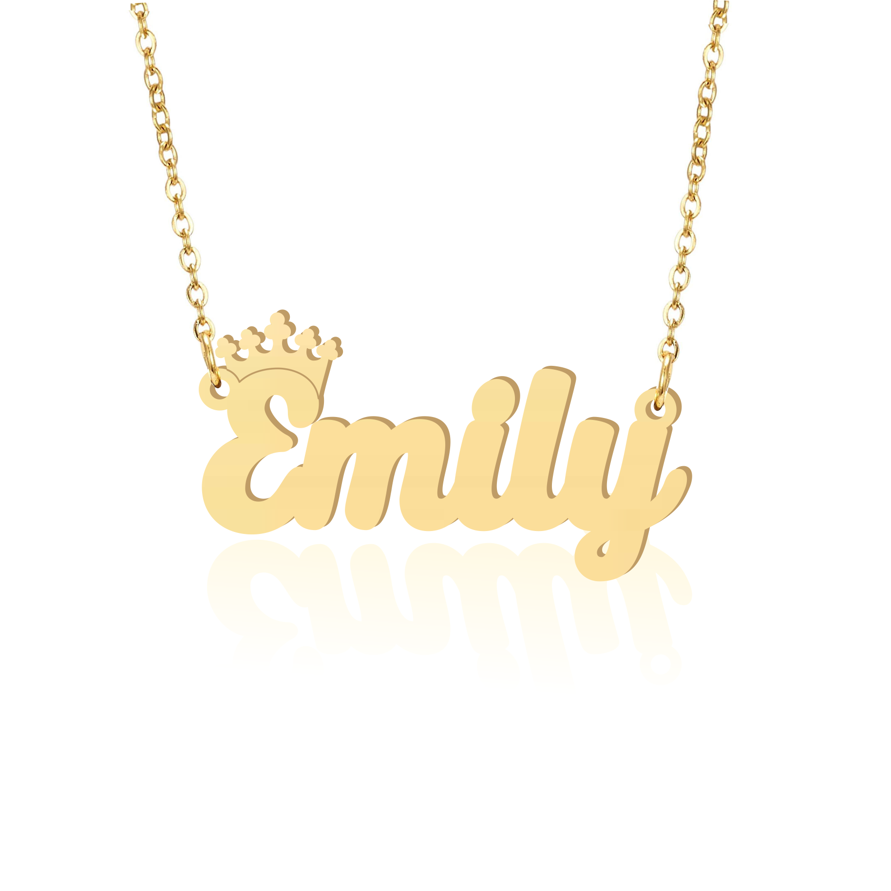 Prime Pure 9K Yellow Gold Name Necklace Emily with Crown