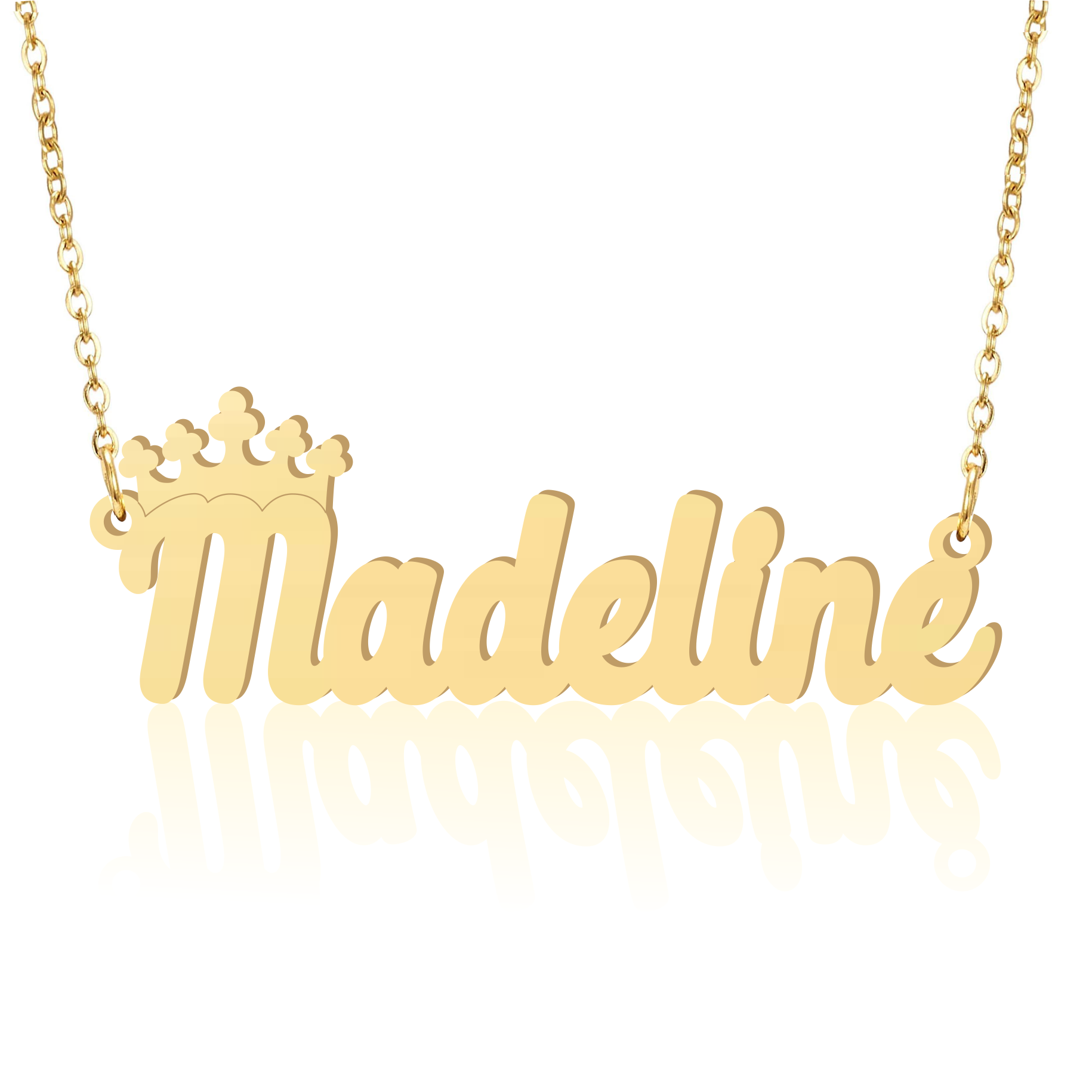 Prime & Pure 9K Yellow Gold Name Necklace Madeline with Crown