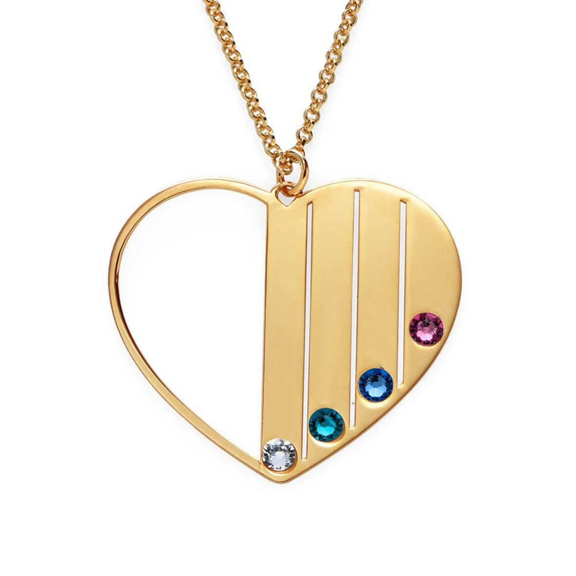 Half Heart family Birthstones Necklace - Prime & Pure
