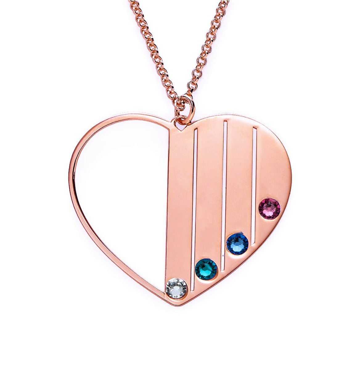 Half Heart family Birthstones Necklace - Prime & Pure