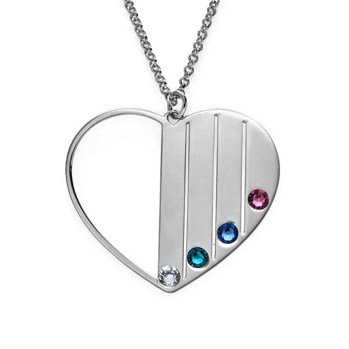 Half Heart family Birthstones Necklace - Prime & Pure