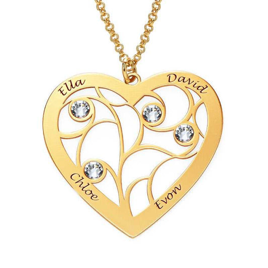 Family Heart Tree Birthstones Necklace - Prime & Pure