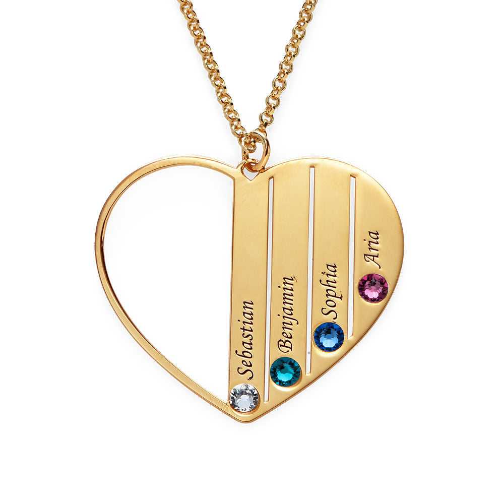 Half Heart family Birthstones Necklace - Prime & Pure