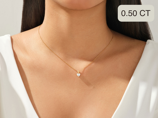Heart Cut Diamond Solitaire Pendant - Prime & Pure