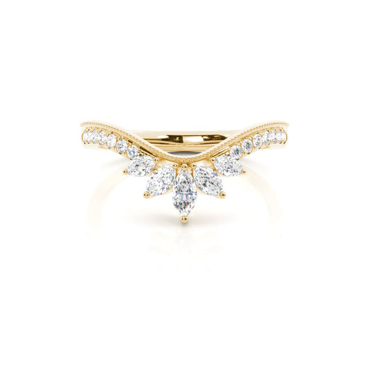 Micro Prong Set Diamond Marquise and Round Wedding Ring - Prime & Pure
