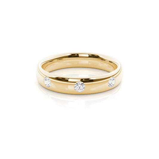 Studded Court Profile Comfort Fit Diamond Wedding Band - Prime & Pure