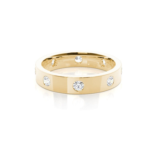 Studded Flat Comfort Fit Diamond Wedding Band - Prime & Pure