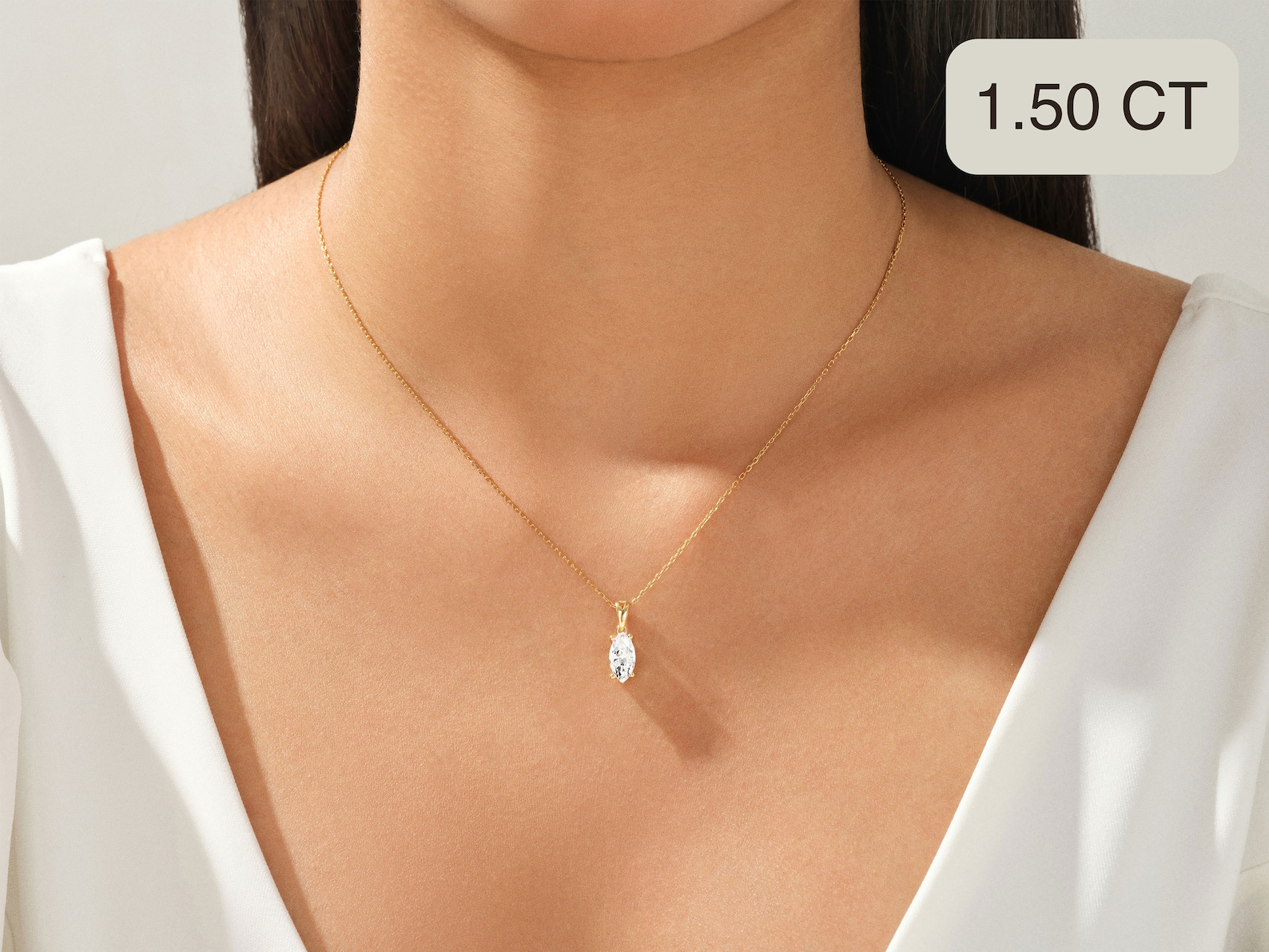 Marquise Cut Diamond Solitaire Pendant - Prime & Pure