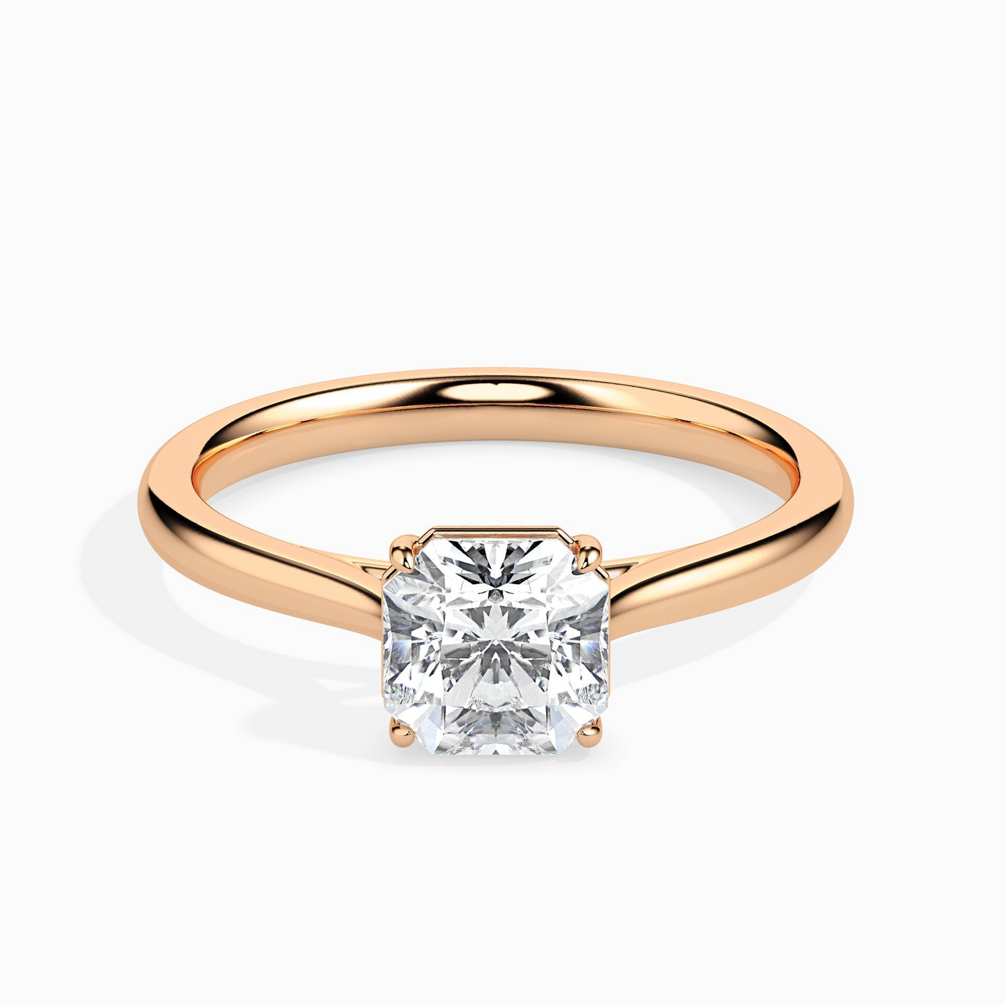 1ct D-VS1 Asscher Lab grown Diamond Solitaire ring in 18k Gold