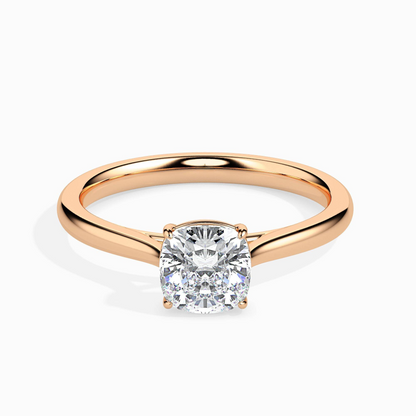 1ct D-VS1 Cushion Lab grown Diamond Solitaire ring in 18k Gold