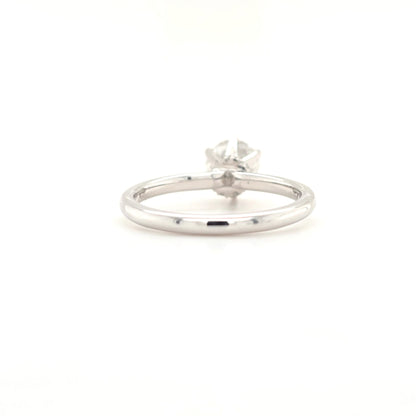 1ct E VS1 Round Lab-Grown Diamond  Six-Claw Setting | Subtle Hidden Halo | Plain Band | Size M