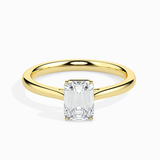 1ct D-VS1 Emerald Lab grown Diamond Solitaire ring in 18k Gold