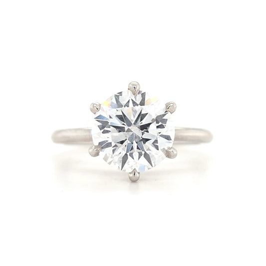 2.60ct D VS1 Round Lab-Grown Diamond  Six-Claw Setting | Plain Band | Size M