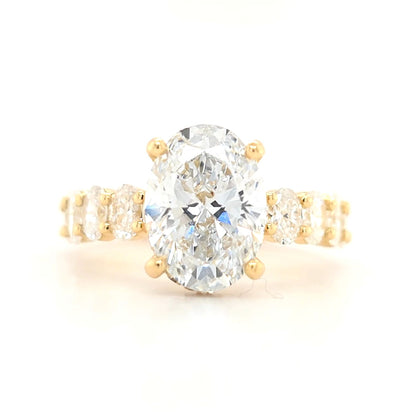 2.81ct D VVS2 Oval Lab-Grown Diamond  Hidden Halo | Oval Side Stones | Lexie Style | Size N½