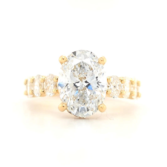 2.81ct D VVS2 Oval Lab-Grown Diamond  Hidden Halo | Oval Side Stones | Lexie Style | Size N½