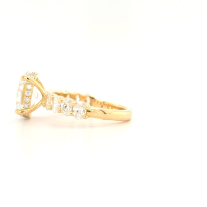 2.81ct D VVS2 Oval Lab-Grown Diamond  Hidden Halo | Oval Side Stones | Lexie Style | Size N½