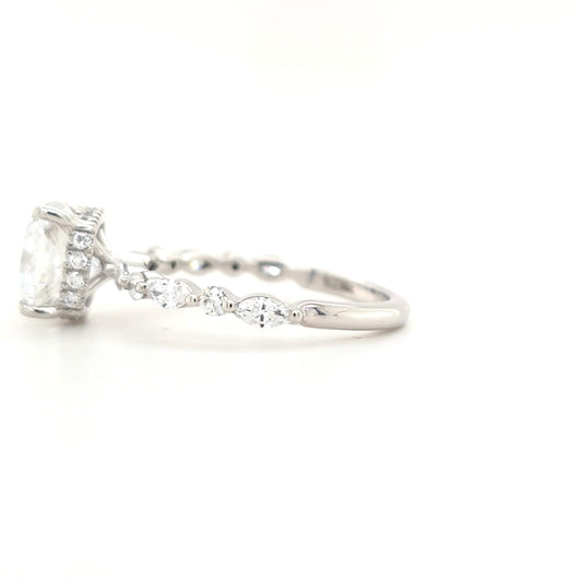 2.84ct D VS1 Square Cushion Lab-Grown Diamond  Hidden Halo | Marquise & Round Accents Band | Size O
