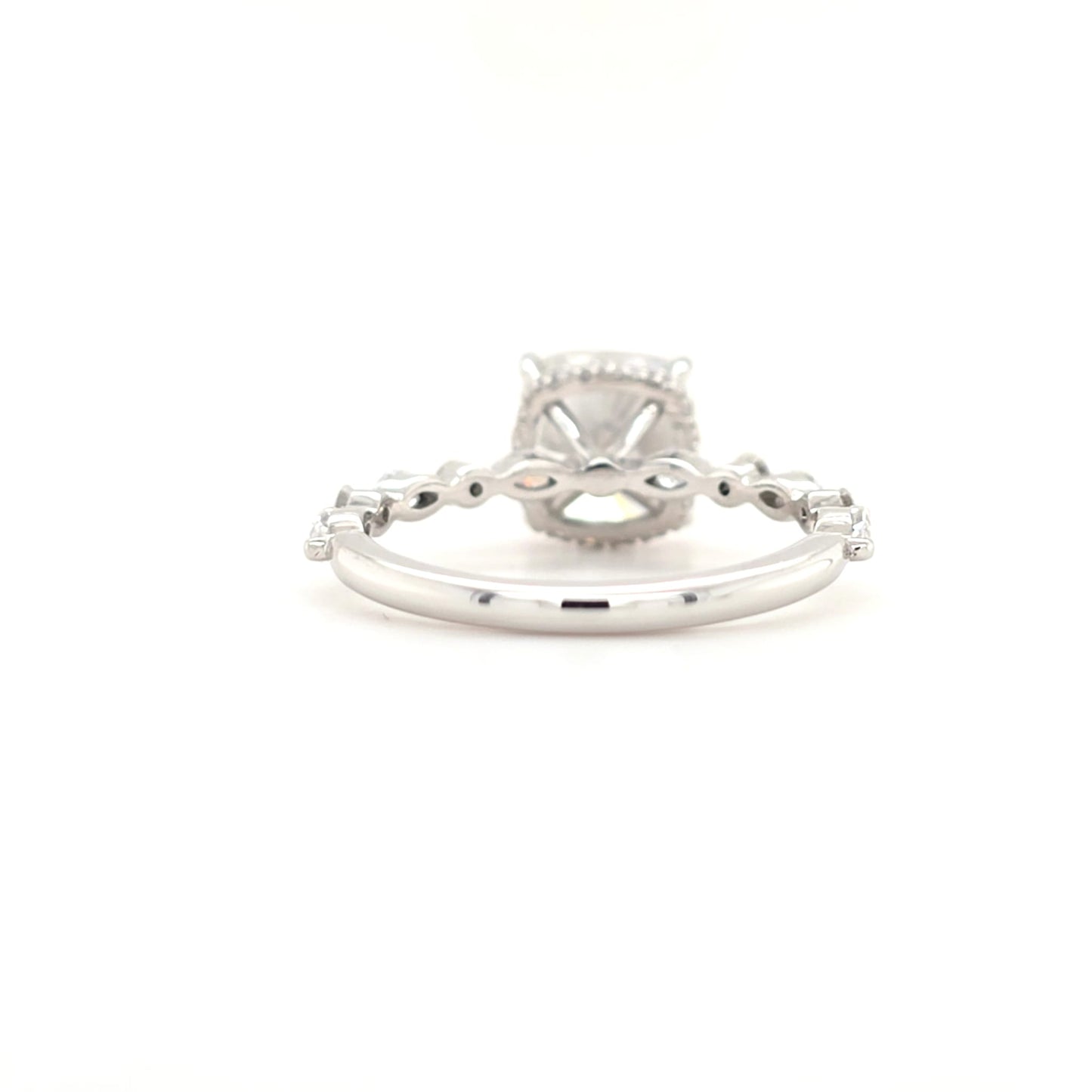 2.84ct D VS1 Square Cushion Lab-Grown Diamond  Hidden Halo | Marquise & Round Accents Band | Size O