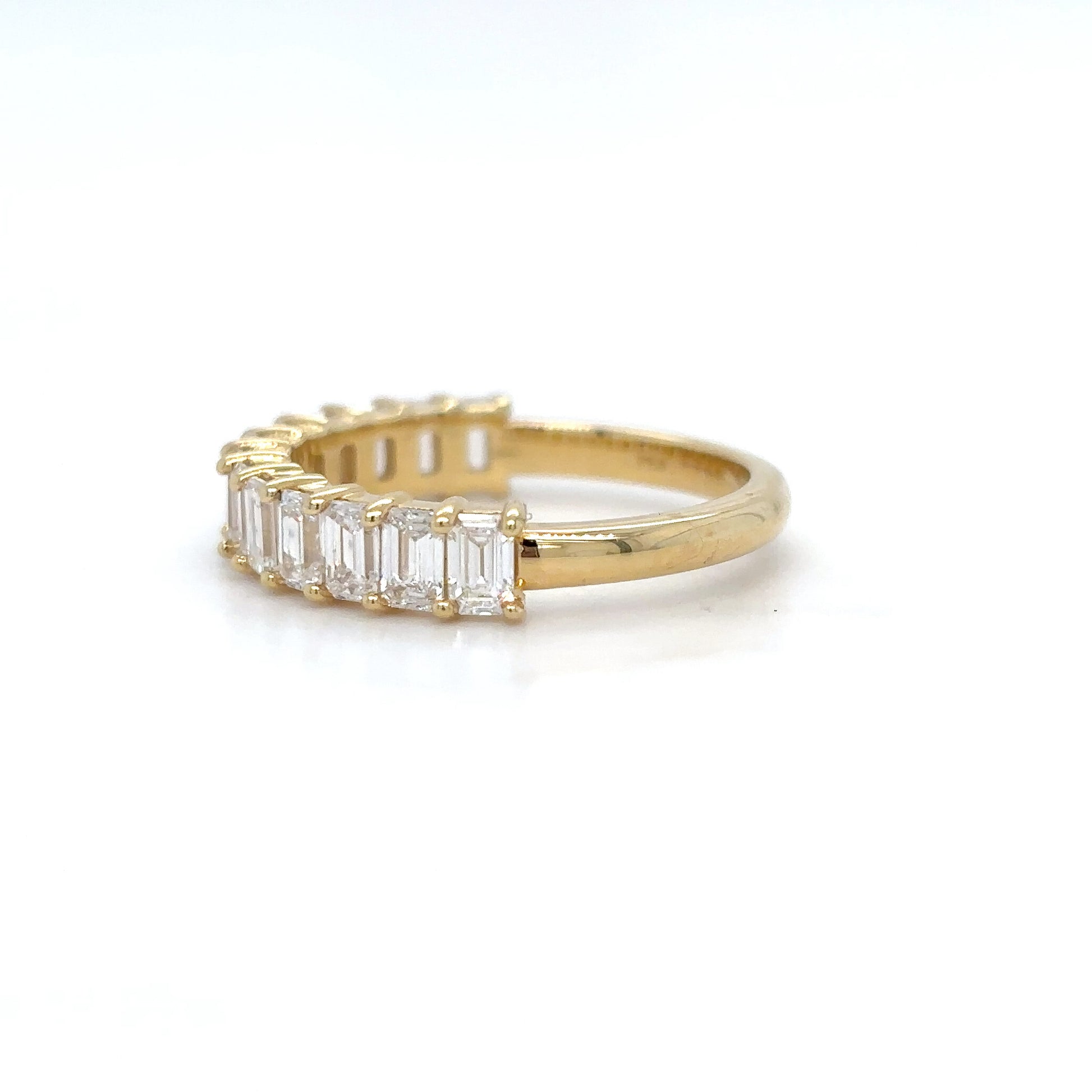 Alexandra - Emerald Basket Set Half Eternity Ring - Prime & Pure