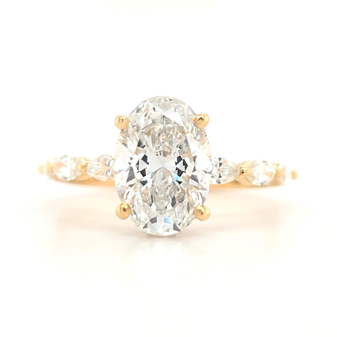 2.01ct D VS1 Oval Lab-Grown Diamond  Full-Set Hidden Halo | Marquise Side Stones | Size L