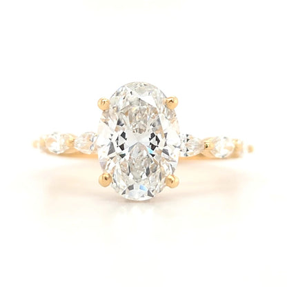 2.01ct D VS1 Oval Lab-Grown Diamond  Full-Set Hidden Halo | Marquise Side Stones | Size L